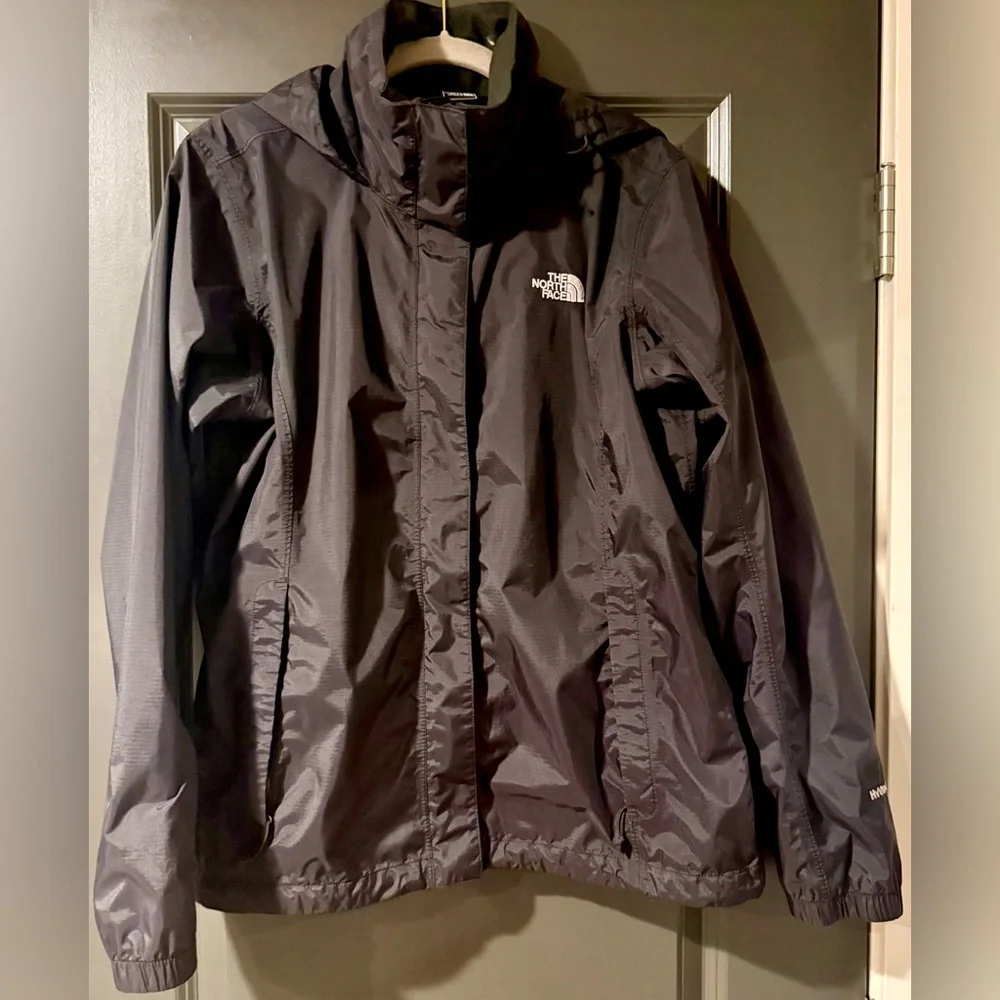 The North Face HyVent Hooded Rain Jacket Windbreaker | Women’s Large Blackl - Picture 1 of 7